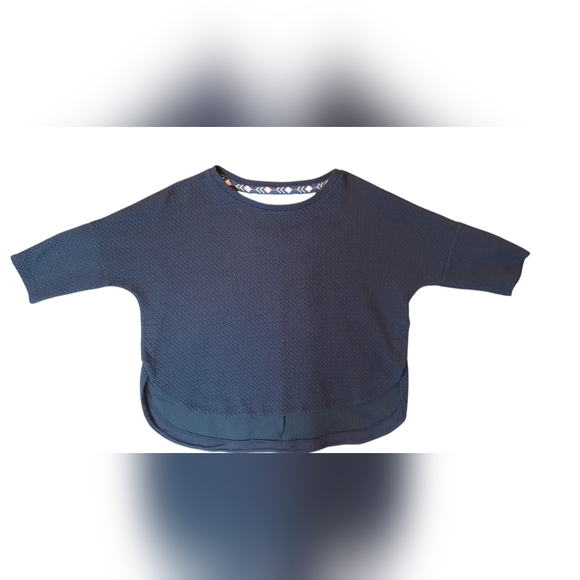 Deletta Tops - Deletta Blouse Womans Small Navy Blue Bohemian Hippie Feminine Business School